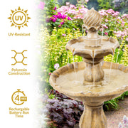 Two-Tier Solar Outdoor Water Fountain
