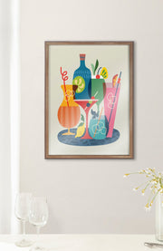 Mid-Century Cocktails Framed Glass Print — scale reference and proportion detail