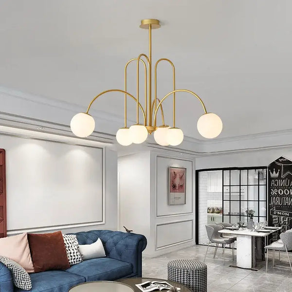 Arched Iron Globe Chandelier