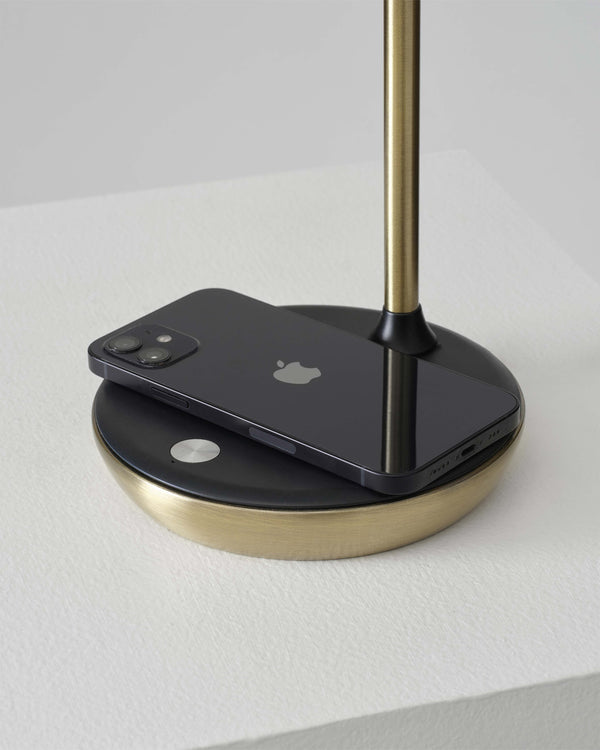 Brass LED Desk Lamp with Wireless Charging