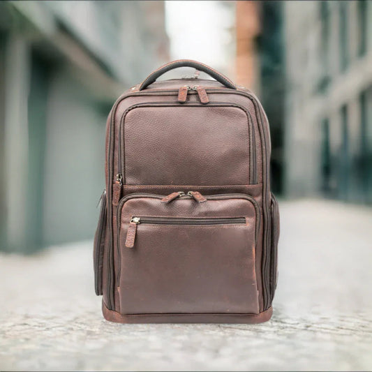 Full-Grain Leather Laptop Backpack