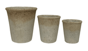 Aged Cement Tapered Planter Trio