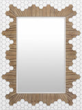 Hexagon Mosaic Wood-Grain Framed Mirror
