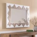 Hexagon Mosaic Wood-Grain Framed Mirror