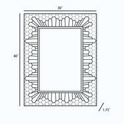 Hexagon Mosaic Wood-Grain Framed Mirror