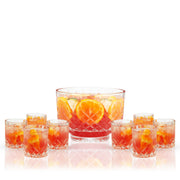 Diamond-Cut Crystal Punch Bowl Set