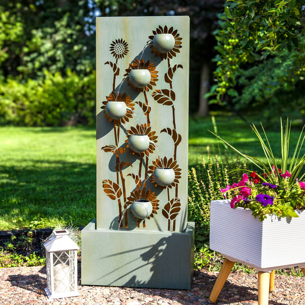 Galvanized Steel Sunflower Panel Fountain