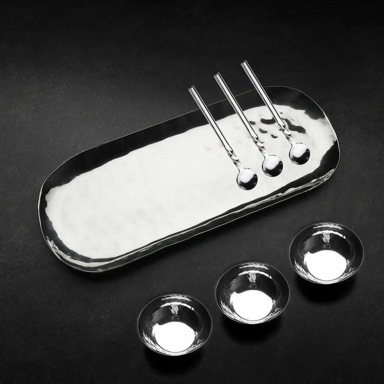 Hammered Stainless Steel Condiment Set, 7-Piece