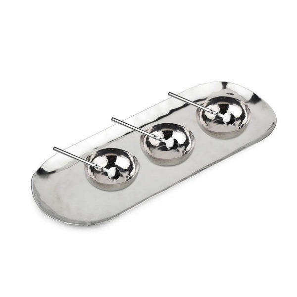 Hammered Stainless Steel Condiment Set, 7 Pieces