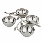 Silver Leaf Branch Serving Bowl Caddy, 4-Bowl
