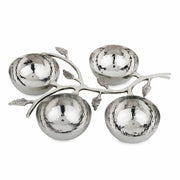 Silver Leaf Branch Serving Bowl Caddy, 4-Bowl