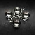 Silver Leaf Branch Serving Bowl Caddy, 4-Bowl
