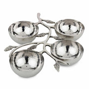 Silver Leaf Branch Serving Bowl Caddy, 4-Bowl