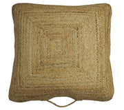 Braided Jute Square Pouf