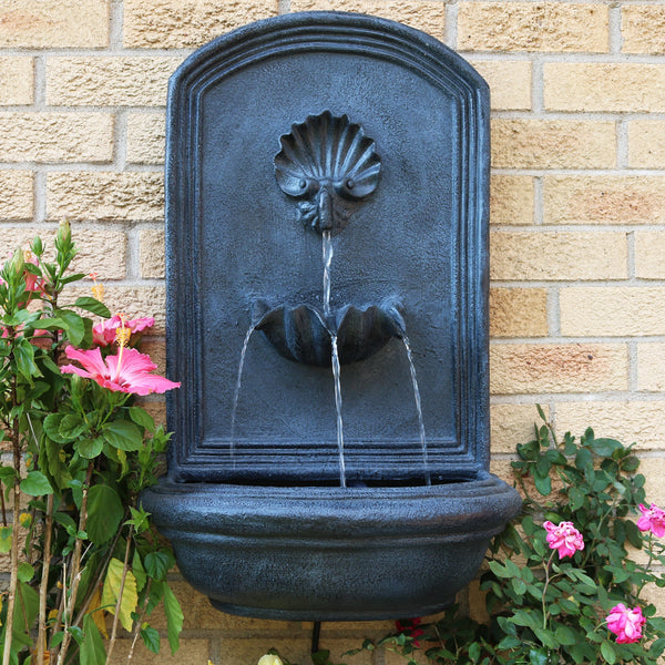 Polystone Shell-Spout Outdoor Wall Fountain