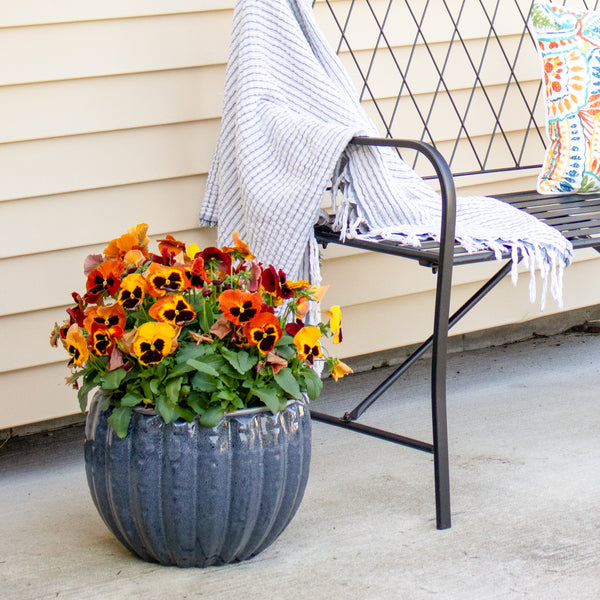 Fluted Glazed Ceramic Planter Pot