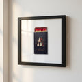 Matchbook Art Framed Print — Framed matchbook graphic print in black, red oak, or white finish