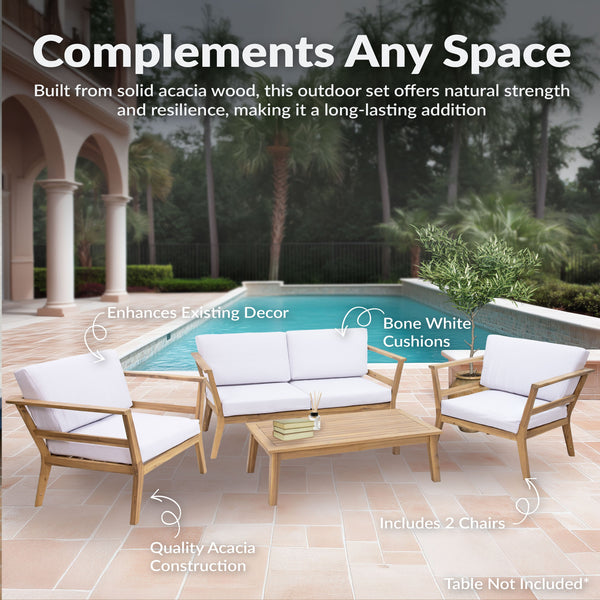 Acacia Wood Outdoor Conversation Set