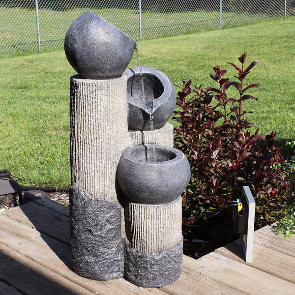 Tiered Cascading Globe Solar Fountain