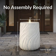 Spiral-Textured Polystone Outdoor Fountain