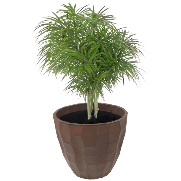 Faceted Resin Round Outdoor Planter