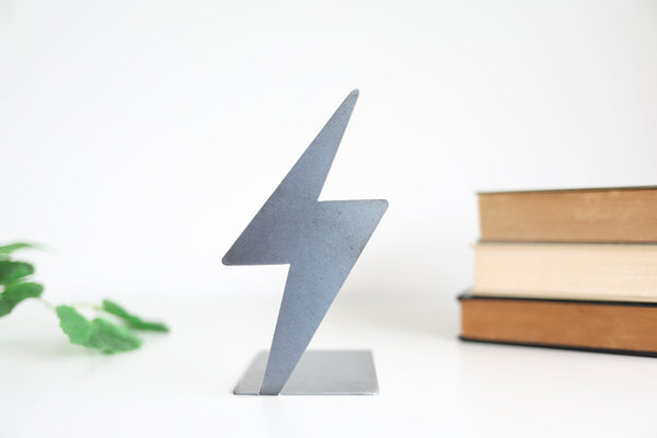 Steel Lightning Bolt Bookend