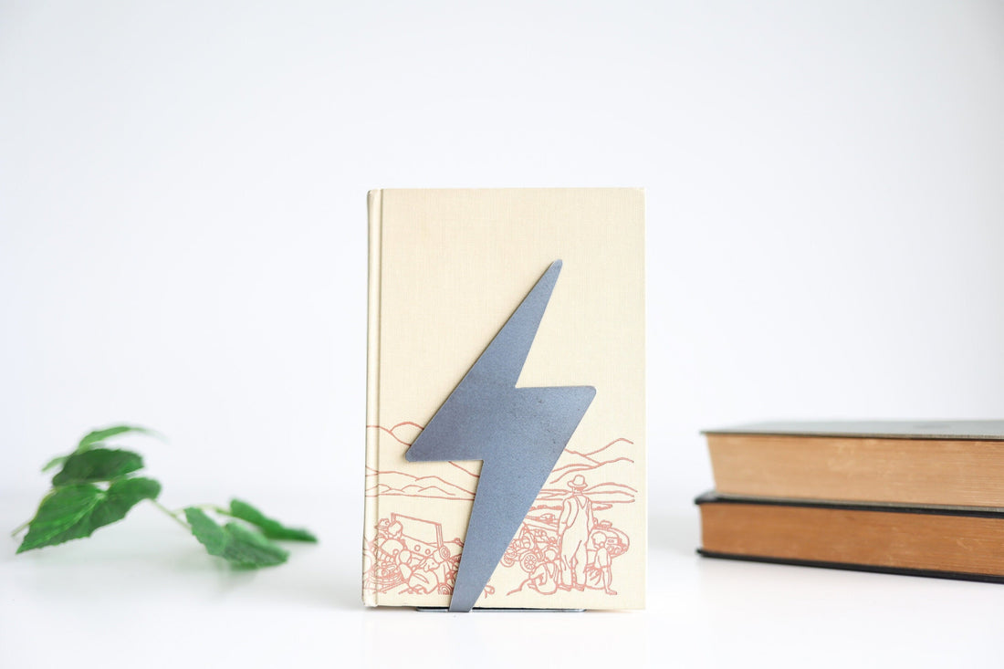 Steel Lightning Bolt Bookend