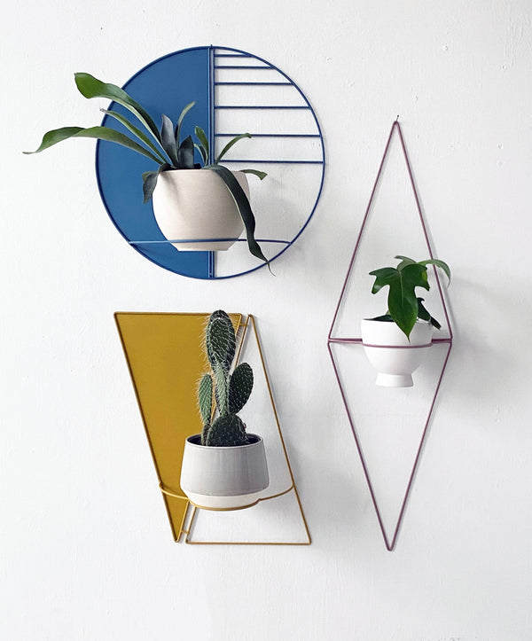 Close-up of iron frame finish and joint construction detail — Circle Geo Metal Wall Planter
