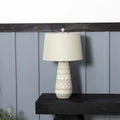 Close-up of lampshade construction and diffusion detail — Etched Resin Table Lamp