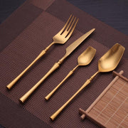 Close-up of material and construction detail — Matte Stainless Flatware Set 24-Piece