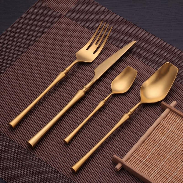 Close-up of material and construction detail — Matte Stainless Flatware Set 24-Piece