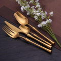 Matte Stainless Flatware Set 24-Piece in a styled home setting