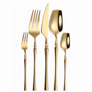 Matte Stainless Flatware Set 24-Piece — back and side profile detail