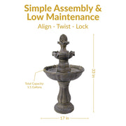 Solar Two-Tier Pineapple Garden Fountain