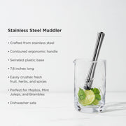 Polished Stainless Steel Cocktail Muddler