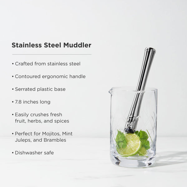Polished Stainless Steel Cocktail Muddler