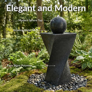 Twisted Pedestal Solar Ball Fountain