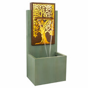 Patina Steel Oak Outdoor Fountain