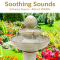 Two-Tier Leaf-Etched Ceramic Fountain
