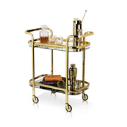 Gold-Finish Mirrored Two-Tier Bar Cart