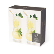 Art Deco Ribbed Crystal Highball Glass Set