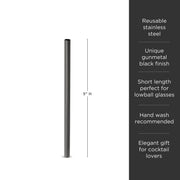 Gunmetal Stainless Steel Cocktail Straws