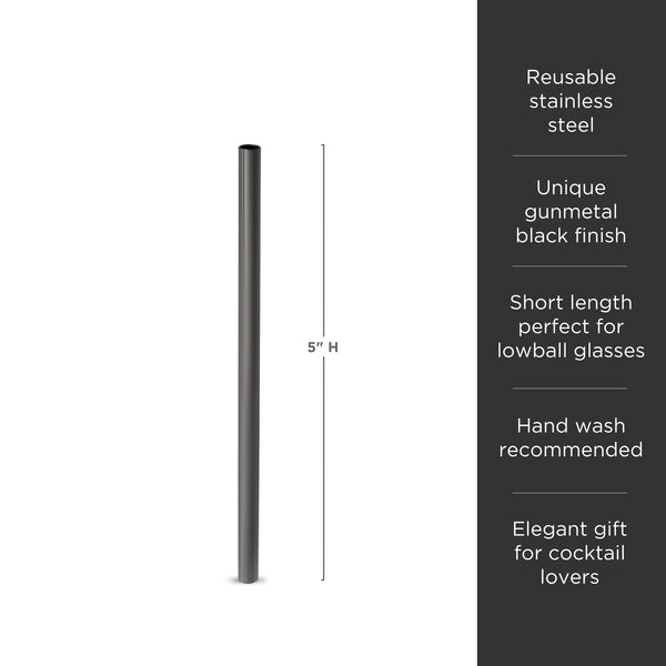 Gunmetal Stainless Steel Cocktail Straws