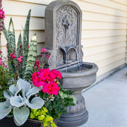 Floral Relief Polyresin Outdoor Wall Fountain