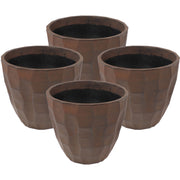 Faceted Resin Round Outdoor Planter