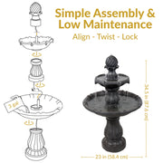 Two-Tier Solar Outdoor Water Fountain