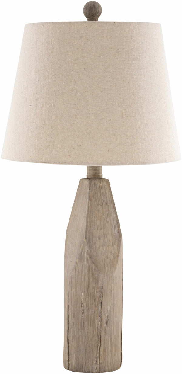 Wood-Grain Resin Table Lamp