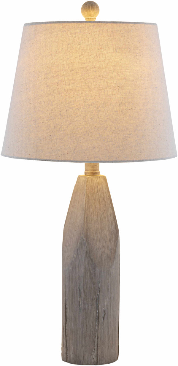 Wood-Grain Resin Table Lamp