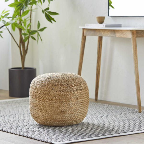 Braided Jute Round Pouf Ottoman