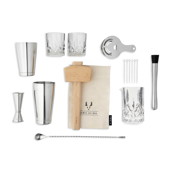 Crystal and Steel Cocktail Barware Set